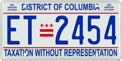 DC license plate ET2454