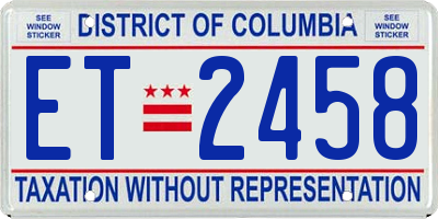 DC license plate ET2458