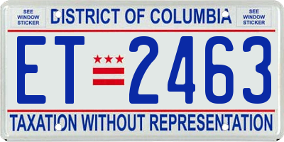 DC license plate ET2463