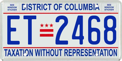 DC license plate ET2468