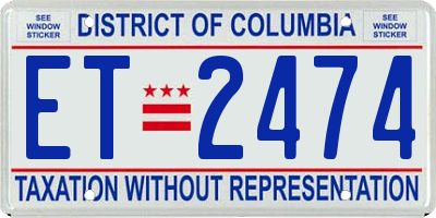 DC license plate ET2474