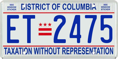 DC license plate ET2475