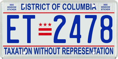 DC license plate ET2478