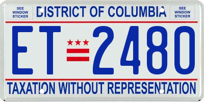 DC license plate ET2480