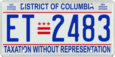 DC license plate ET2483