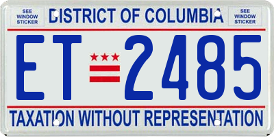 DC license plate ET2485
