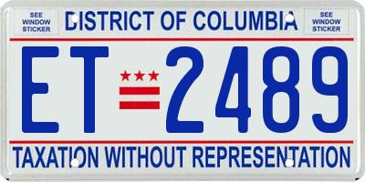 DC license plate ET2489