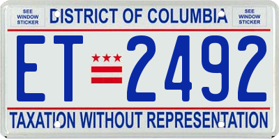 DC license plate ET2492