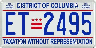DC license plate ET2495