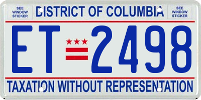 DC license plate ET2498