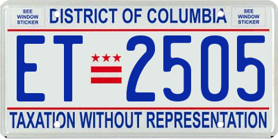 DC license plate ET2505