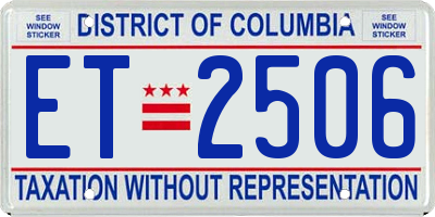 DC license plate ET2506