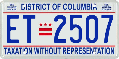 DC license plate ET2507