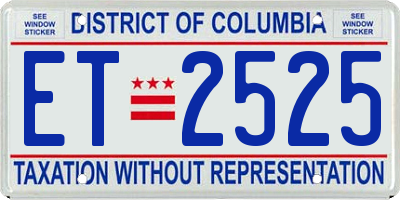DC license plate ET2525