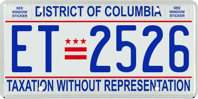 DC license plate ET2526