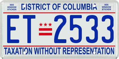 DC license plate ET2533