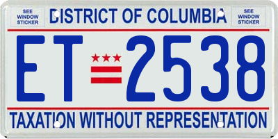 DC license plate ET2538