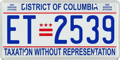 DC license plate ET2539