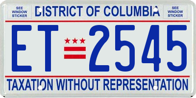 DC license plate ET2545