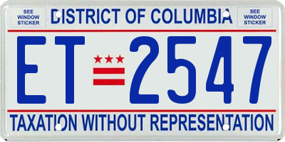 DC license plate ET2547