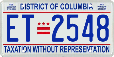 DC license plate ET2548