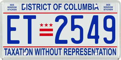 DC license plate ET2549