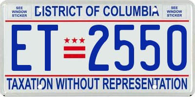 DC license plate ET2550