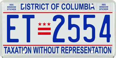 DC license plate ET2554