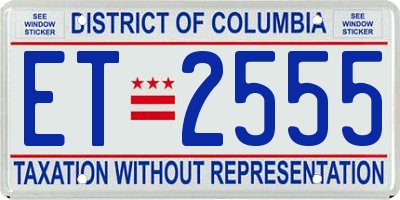 DC license plate ET2555