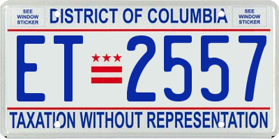 DC license plate ET2557