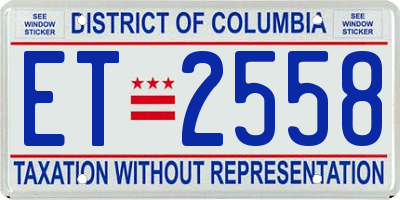 DC license plate ET2558