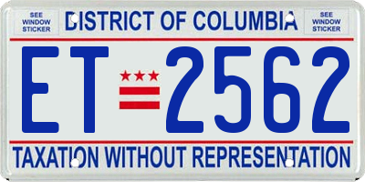 DC license plate ET2562