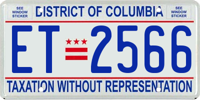 DC license plate ET2566