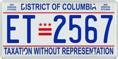 DC license plate ET2567