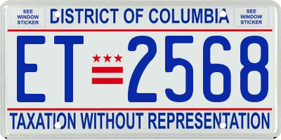 DC license plate ET2568