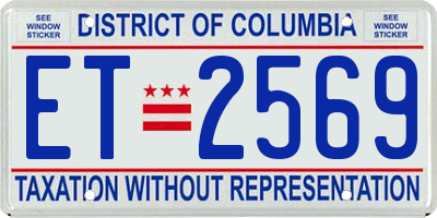 DC license plate ET2569