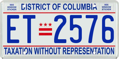 DC license plate ET2576