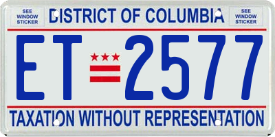 DC license plate ET2577