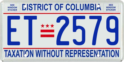 DC license plate ET2579