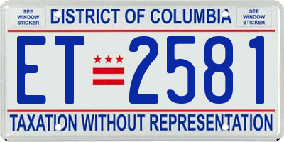DC license plate ET2581