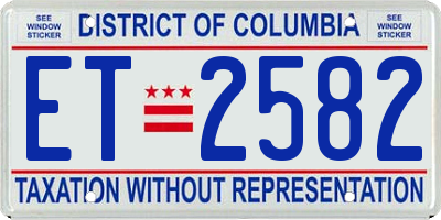 DC license plate ET2582