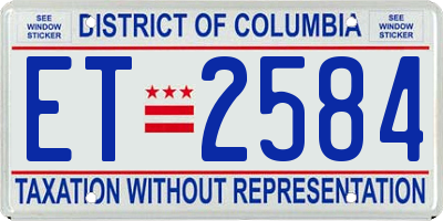 DC license plate ET2584