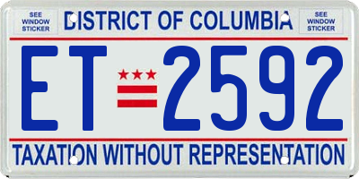 DC license plate ET2592