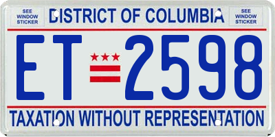 DC license plate ET2598