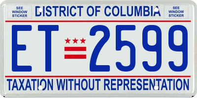 DC license plate ET2599