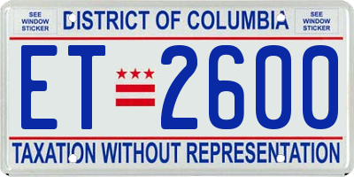 DC license plate ET2600