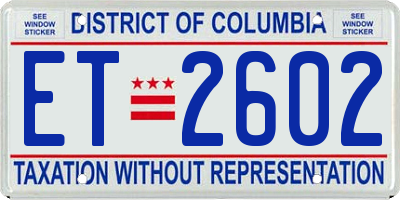 DC license plate ET2602