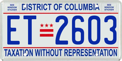 DC license plate ET2603