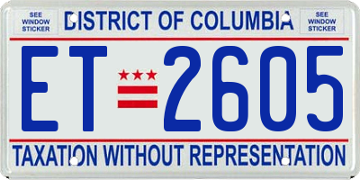 DC license plate ET2605
