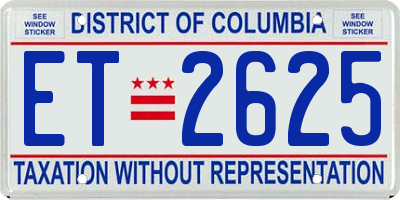 DC license plate ET2625